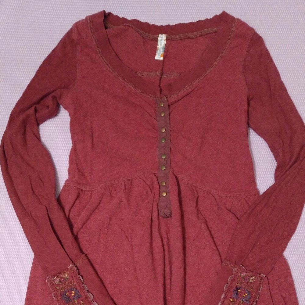 Free People Berry Long Sleeve Top